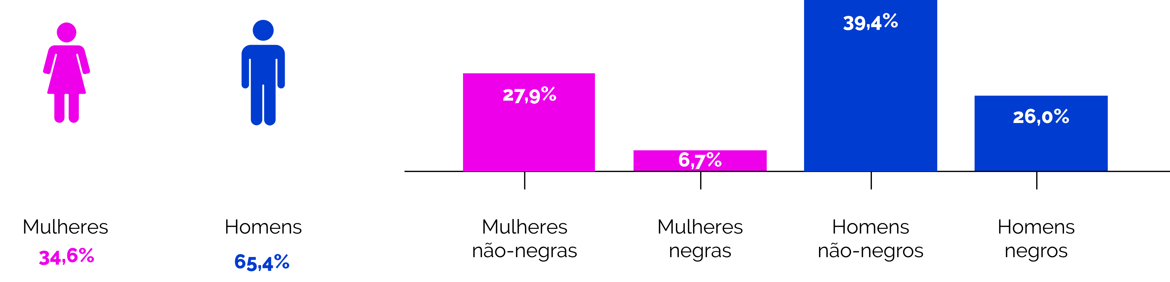 Gráfico de composição do total de empregados por sexo e raça/cor